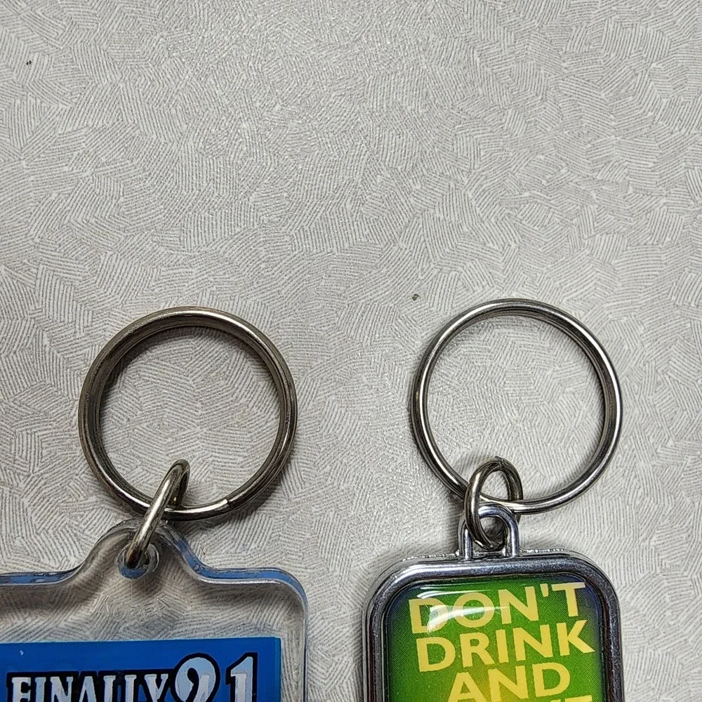 Vintage Keychain Lot Of 2 Novelty Spencer's Keychains 90's 21 Legal Bottle Opene